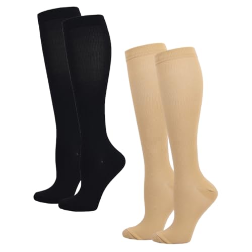2 Paar Medizinische Kompressionsstrümpfe Damen & Herren, Reisestrümpfe,Kompressionssocken,Stützsocken,Kompressionsstrümpfe Kniestrümpfe Damen, Thrombosestrümpfe Compression Socks von KHYYQUA