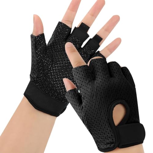 Atmungsaktive Trainingshandschuhe mit Mikrofasergewebe, Fitnesshandschuhe, Kurzfingerhandschuhe, Gewichtheberhandschuhe, rutschfeste Silikon-Gymnastikhandschuhe, Damen Herren Atmungsaktive Handschuhe von KHYYQUA