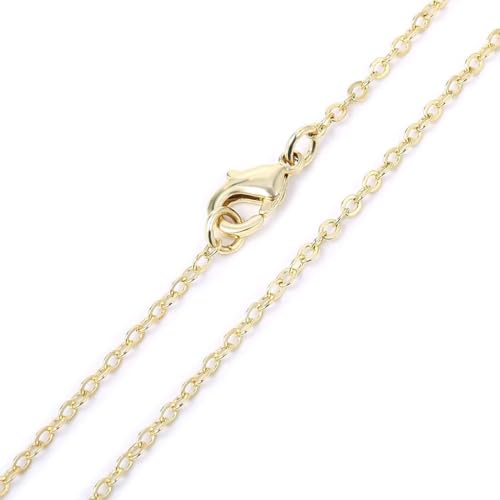 Halskette vergoldet,Gold Ankerkette,Breite 1,5mm,Lang 45cm + 5cm, Gold Ankerkette,Goldene Kette Damen Vergoldet von KHYYQUA