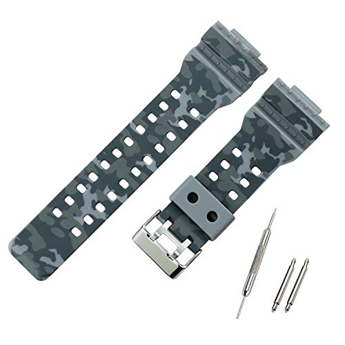 KHZBS Ersatzarmband für Casio G-Shock GA100 GA110 GA120 GA150 GW8900 16mm Camouflage Gray KHZBS Ersatzarmband für Casio G-Shock GA100 GA110 GA120 GA150 GW8900 16mm Camouflage Gray von KHZBS