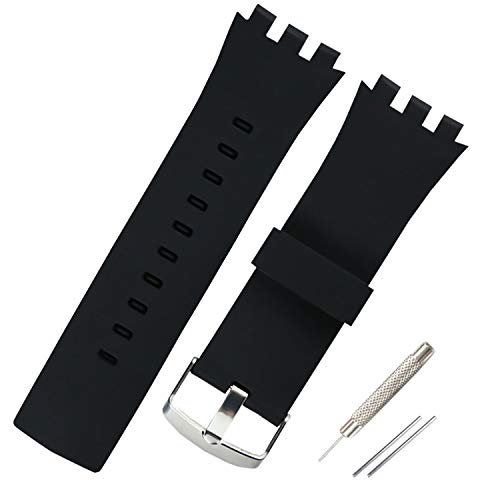 KHZBS Uhrenarmband aus Silikon für Swatch Touch Collection Uhrenarmband (24 mm) 24mm schwarz von KHZBS
