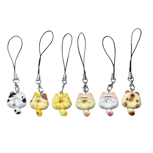 6pieces Cats Telefonkette Modetasche Accessoire Stylische Katzen Telefon Anhänger Harz Textur Geeignet Für Einzigartige Heimdekore von KHZen