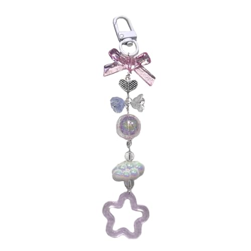 Bear Phone Charme Armband Keychain Süße Schlüsselbund Lanyard String Stern Herz Bowknot Telefonkette Lanyard Bowknot Star Anhänger Keyring von KHZen