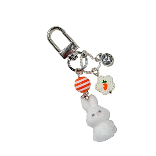 Elegant Flocking Kaninchen Key Einzigartige Flockenkaninchen Schlüsselbund Mit Karottenanhänger Für Telefon Rucksack Und Schlüssel von KHZen