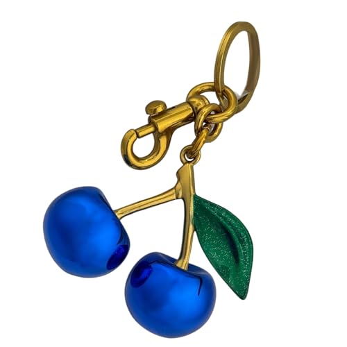 Elegante Blaue Kirschen Geldbeutel Charme Leicht Blue Cherries Schlüsselbund Anhänger Schöne Kirschen Schlüsselkette Charm Accessoire von KHZen