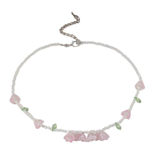Elegante Blumenblatt Halskette Für Frauen Blüten Anhänger Perlen Schlüsselbeutel Kette Stilvolle Gelbe Farbe CHOKER JUDELY Hochzeit Halsketten von KHZen