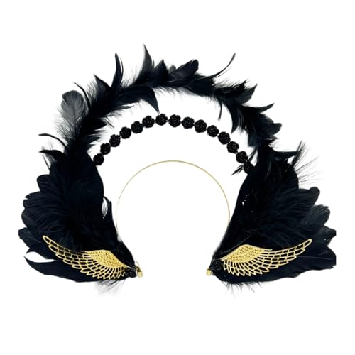 Elegante Gefiederte Kostüm Kopfbedeckung Auffällige Gotische Stile Haarzubehör Gefiedertes Haarband Für Frauen Und Mädchen von KHZen