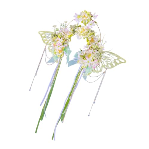 Elegante Imitatiion Blumen Kopfstück Mit Fließenden Bändern Für Traditionelle Kostüme Und Feierlichkeiten Von Frauen Täglich von KHZen