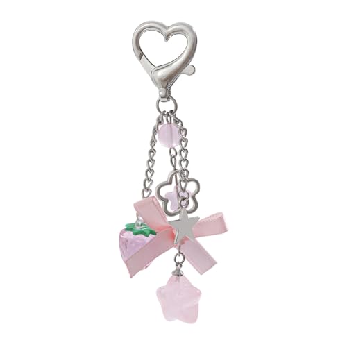 Erdbeer Star Bowknot Charm Schlüsselketten Süßer Schöner Anhänger Ornament Keyring Rucksack Dekoration Für Frauen Mädchen von KHZen