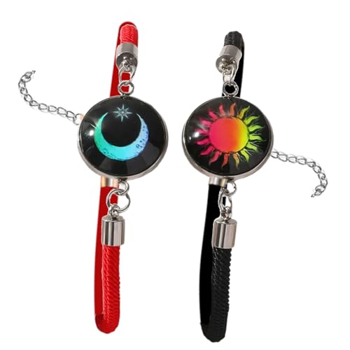 KHZen 1 Paar Modische Glühende Paar Armband Set Leder Handgelenkbänder Verstellbare Armbänder Seilarmband Für Männer Und Frauen KHZen 1 Paar Modische Glühende Paar Armband Set Leder Handgelenkbänder Verstellbare Armbänder Seilarmband Für Männer Und Frauen von KHZen