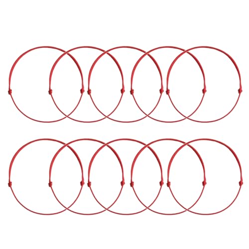 KHZen 10 PCs Einfache Dünne Red String Armband Braid Seilband Verstellbarer Armreifen Freundschaft Schmuck Geburtstag Geschenke Rote Stringarmband Damen Geburtstag Geschenkpaar Dauerhaft von KHZen