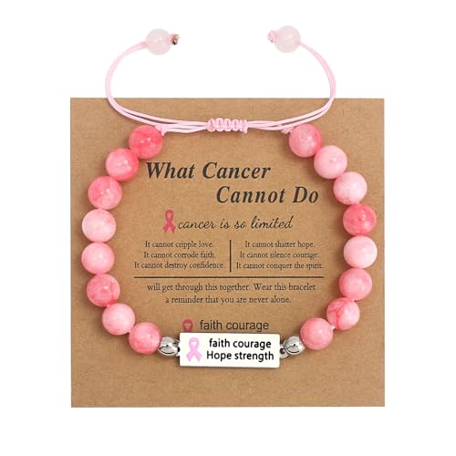 KHZen 2023 Ribbon Brustprävention Sensibilisierung Armband Frauen Natursteinperlen Armband Exquisit Boudoir Verstellbarer Schmuck Verstellbare Armbänder Für Männer von KHZen