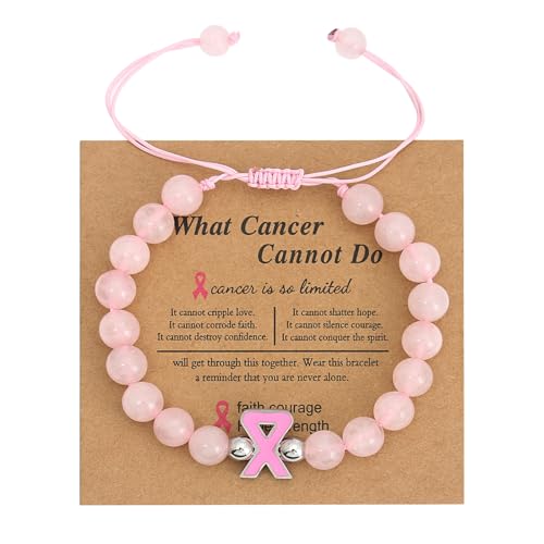 KHZen 2023 Ribbon Brustprävention Sensibilisierung Armband Frauen Natursteinperlen Armband Exquisit Boudoir Verstellbarer Schmuck Verstellbare Armbänder Für Männer von KHZen