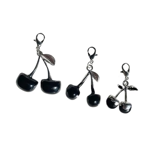 KHZen 3 Piece Set Dark Cherries Schlüsselbund Charme Handgemachtes Harz Und Legierungstschlüssel Für Einzigartige Stile Und Modische Looks von KHZen