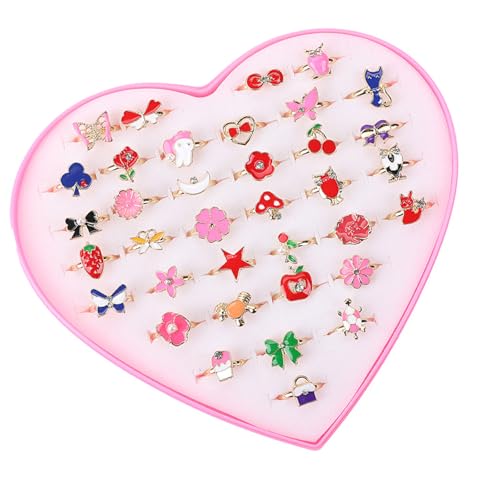 KHZen 36pcs Elegante Kinderringe Set Verstellbare Größe Mädchen Dress Up Accessoires Für Partys Und Alltag von KHZen