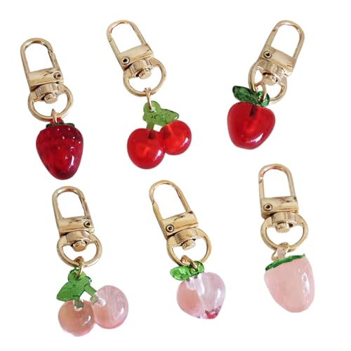 6PCS Schöne Fruchttelefon Charme Mode Keychain Schlüssel Ornament Fruit Keyrings Geeignet Für Partys Und Lässige Outfits von KHZen