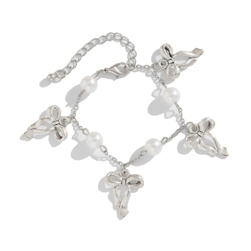 KHZen Bowknot Quasten Armband Mit Kunstperlen Modische Bowknot Quasten Armband Für Mädchen Die Anmut Zeigen von KHZen