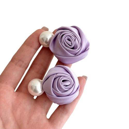 KHZen Elegante Blüten Rosenhaarzubehör Haar Ornamente Stoff Rose Haarnadel Dekorationen Barrette Für Frauen Seiten Perlen Haarnadel Temperament Accessoires von KHZen