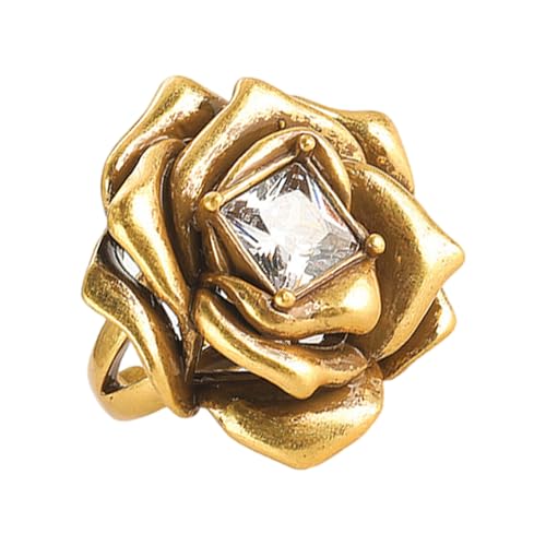 KHZen Elegante Blumenringe Anhänger Halskette Anspruchsvolle Kupferringe Ohrringe Halskette Mit Künstlerischer Rose Und Zirkonzauber von KHZen