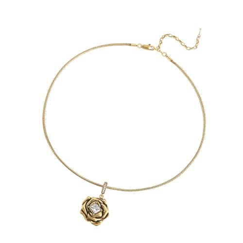 KHZen Elegante Blumenringe Anhänger Halskette Anspruchsvolle Kupferringe Ohrringe Halskette Mit Künstlerischer Rose Und Zirkonzauber von KHZen