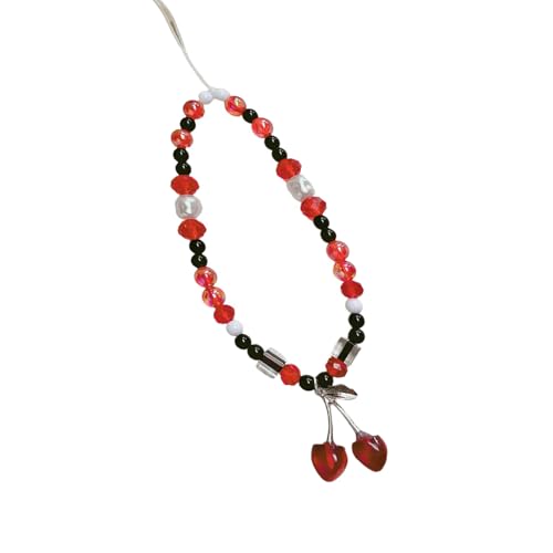 KHZen Elegante Kirschkirys Robuster Perlen Handy Gurt Charme Anhänger Lifelikes Obsthängedekoration Für Den Täglichen Freizeitgebrauch von KHZen