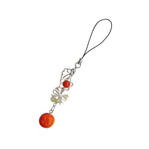 KHZen Elegante Orangefarbene Bowknot Blumenbeutel Anhänger Obst Telefonkette Mode Handtasche Charme Accessoires Für Frauen Mädchen von KHZen