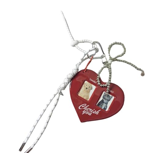 KHZen Eleganter Herzschlüsselkette Mit Kartendisplayhülsenfotokartenhalter Schlüsselring Handgefertigte Beuteldekoration Für Den Täglichen Gebrauch von KHZen