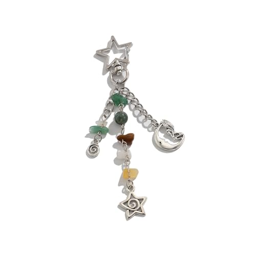 KHZen Geometrischer Star Moon Schlüsselbund Für Trendige Frauen Und Mädchen Böhmische Stile Farbenfrohe Perlen Bag Charme Schmuckzubehör Accessoire von KHZen