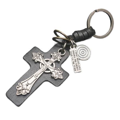 KHZen Handgefertigter PU Leder Kruzifix Schlüsselbund Religiöser Schlüsselanhänger Für Männer Punkstile Zink Legierung Legierung Schlüsselhalter KHZen Handgefertigter PU Leder Kruzifix Schlüsselbund Religiöser Schlüsselanhänger Für Männer Punkstile Zink Legierung Legierung Schlüsselhalter von KHZen