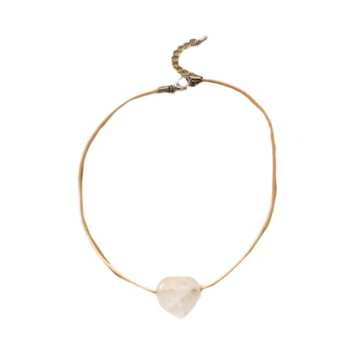 KHZen Herzstein Anhänger Halskette Handgefertigtes Wachs Seil Hals Schmuck Anhänger Choker Perfekte Geschenk Für Modische Frauen Mädchen Herz Halskette von KHZen