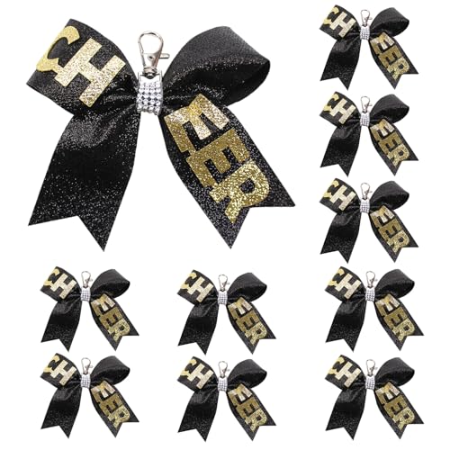 KHZen Pack Von 10 Jubel Bowknot Schlüsselanlagen Rassestones Accent Keyrings Anhänger Für Teen Girls Cheerleading Sports Accessoires von KHZen
