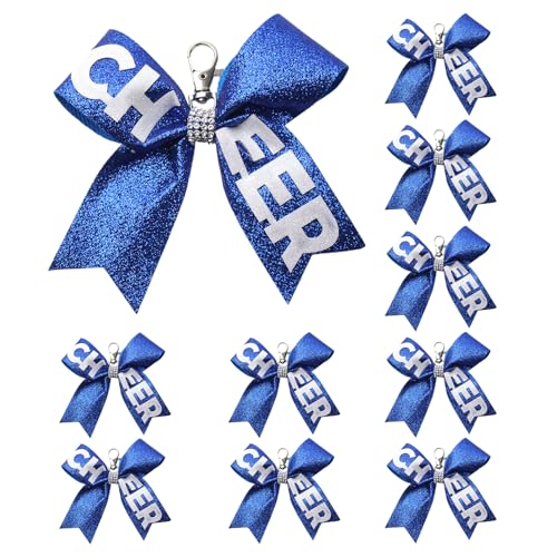 KHZen Pack Von 10 Jubel Bowknot Schlüsselanlagen Rassestones Accent Keyrings Anhänger Für Teen Girls Cheerleading Sports Accessoires von KHZen