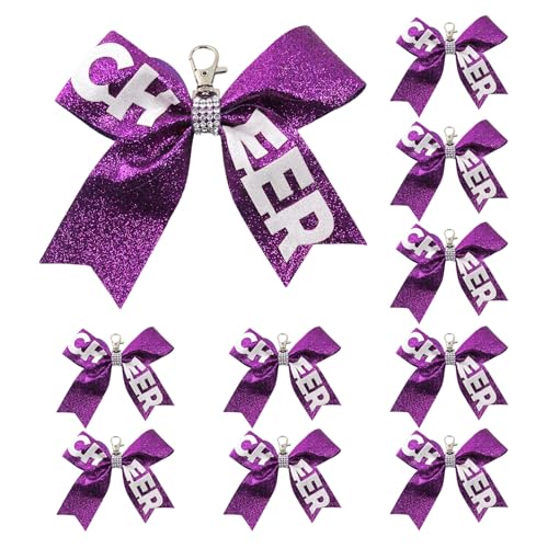 KHZen Pack Von 10 Jubel Bowknot Schlüsselanlagen Rassestones Accent Keyrings Anhänger Für Teen Girls Cheerleading Sports Accessoires von KHZen