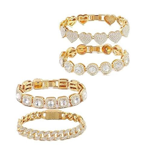 KHZen Packung Von 4 Kettenarmband Elegante Frauen Schmuckstücke Knochenmanges Date Schmuckverbindungsarmband Geeignet Für Abendkleidung von KHZen