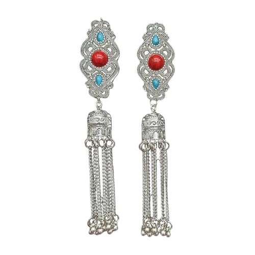 KHZen Stilvolle Mongolische Leichtmetallhaarclip Mit Quasten Und Strasssteinen Für Frauen Die Ethnische Und Retro Stile Lieben von KHZen