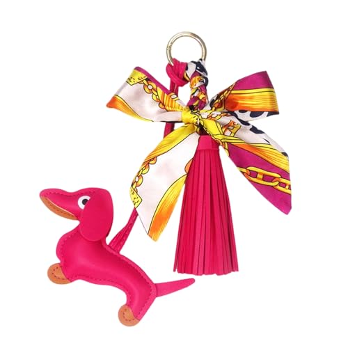 KHZen Stilvoller Dackel Anhänger Mit Weicher Leder Quasten Bowknot Key Holder Mode Charme Perfekt Für Taschen Oder Autodekoration von KHZen