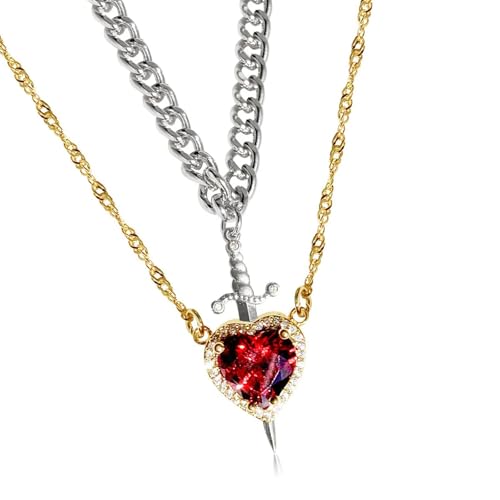 KHZen Stylish Heart Daggers Anhänger Halskette Exquisite Herz Halskette Hals Schmücken Sich Zur Verbesserung Ihrer Täglichen Outfits von KHZen