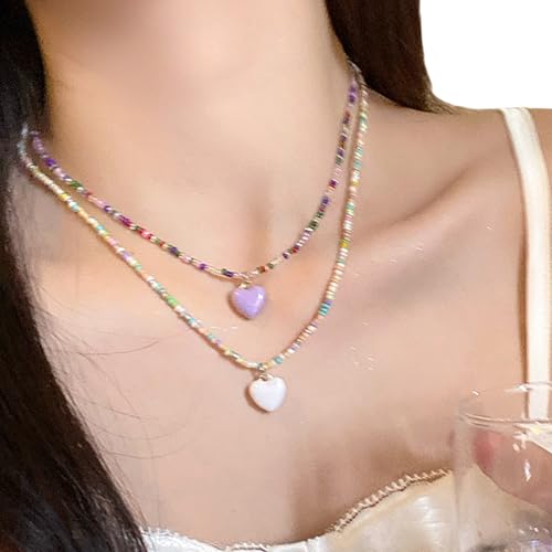 KHZen Stylish Perlen Love Heart Halskette Tragbares Modeschmuckzubehör Für Alltägliche Verschleiß Und Besondere Anlässe. von KHZen