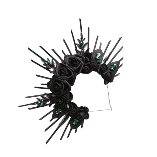 KHZen Mode Gothic Rose Stirnband Stylish Rose Geschmücktes Stirnband Attraktive Kopfbedeckung Für Einzigartige Modeaussagen von KHZen