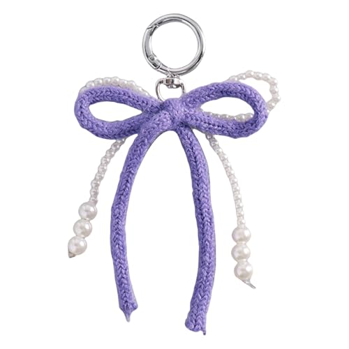 Mode Key Charme Wollgarn Faux Pearls Bowknot Anhänger Keyring Stylish Butterfly Knot Accessoire Für Den Täglichen Gebrauch von KHZen