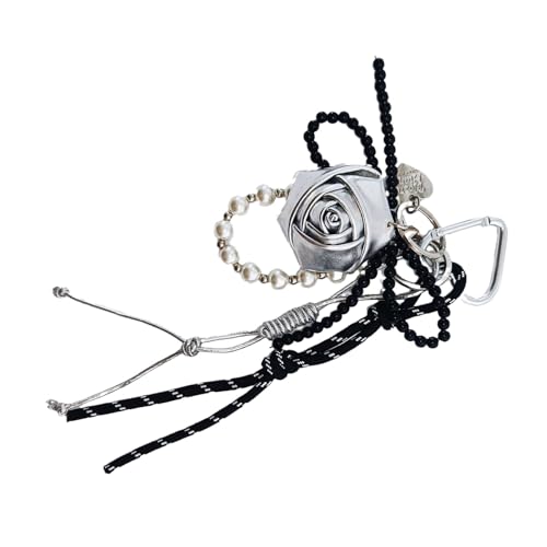 Mode Keyring Pearls Kette Key Rose Und Bowknot Anhänger Telefon Lanyard Accessoires Trendy Bag Dekoration von KHZen