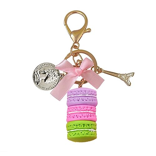Modekuchen Schlüsselbundwagen Keyring Frauen Tasche Accessoires Macaron Mit Pariser Turmschlüsselkette Schmuck Geschenk Für Mädchen Macaron Keychain von KHZen