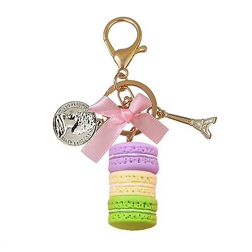 Modekuchen Schlüsselbundwagen Keyring Frauen Tasche Accessoires Macaron Mit Pariser Turmschlüsselkette Schmuck Geschenk Für Mädchen Macaron Keychain von KHZen