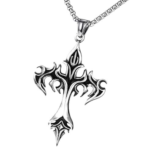 Retro Flamme Kruzifix Anhänger Halskette Handgefertigte Neckkette Für Frauen Männer Stilvolle Metallanhänger Colarbone Kette von KHZen