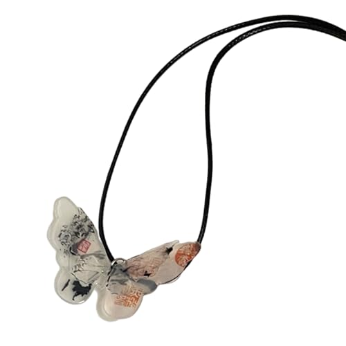 Schmetterling Anhänger Halskette Für Frauen Mädchen Chinesische Schlüsselbeutel Pullover Kette Wachs Seil Schmetterlinge Halshütte Schmuck Schmetterling Halskette Choker von KHZen