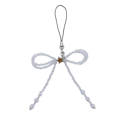 Star Charme Telefonband Telefon Charme Schlüsselbund Glasur Perle Bowknot Keyring Frauen Handtasche Ornament Rucksack Dekorationskette Armband von KHZen