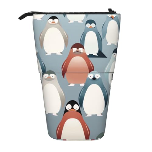 KHiry Federmäppchen, Motiv: Eier und Blätter, bedruckt, Stehender Stifthalter, Teleskop-Federmäppchen, Oxford-Stoff, Pop-Up-Make-up-Tasche für Büro, Mitte, Dumb Penguin, Einheitsgröße, von KHiry