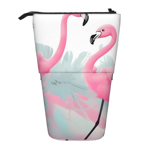 KHiry Federmäppchen mit Regenbogenfischschuppen-Motiv, Stehender Stifthalter, Teleskop-Federmäppchen, Oxford-Stoff, Pop-Up-Make-up-Tasche für Büro, Mitte, Rosa Flamingo, Einheitsgröße, von KHiry