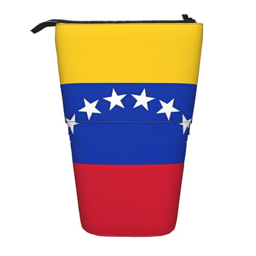 KHiry Federmäppchen mit mexikanischer amerikanischer Flagge, stehender Stifthalter, Teleskop-Federmäppchen, Oxford-Stoff, Pop-Up-Make-up-Tasche für Büro, Mitte, Flagge Venezuela, Einheitsgröße, von KHiry