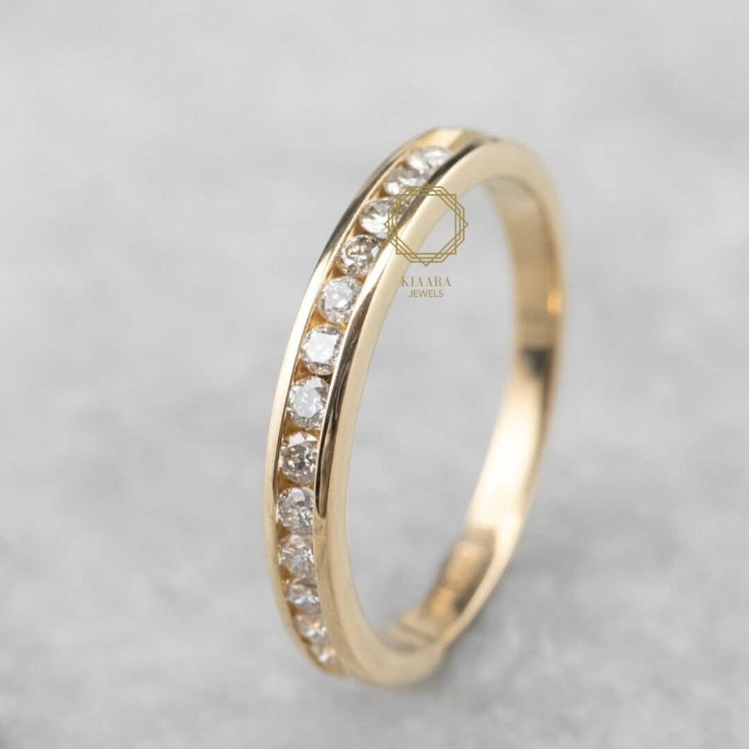 Lab Grown Diamant Eternity Band Kanaleinstellung Halb 0.45 Tcw Runder Ehering von KIAARAJEWELS